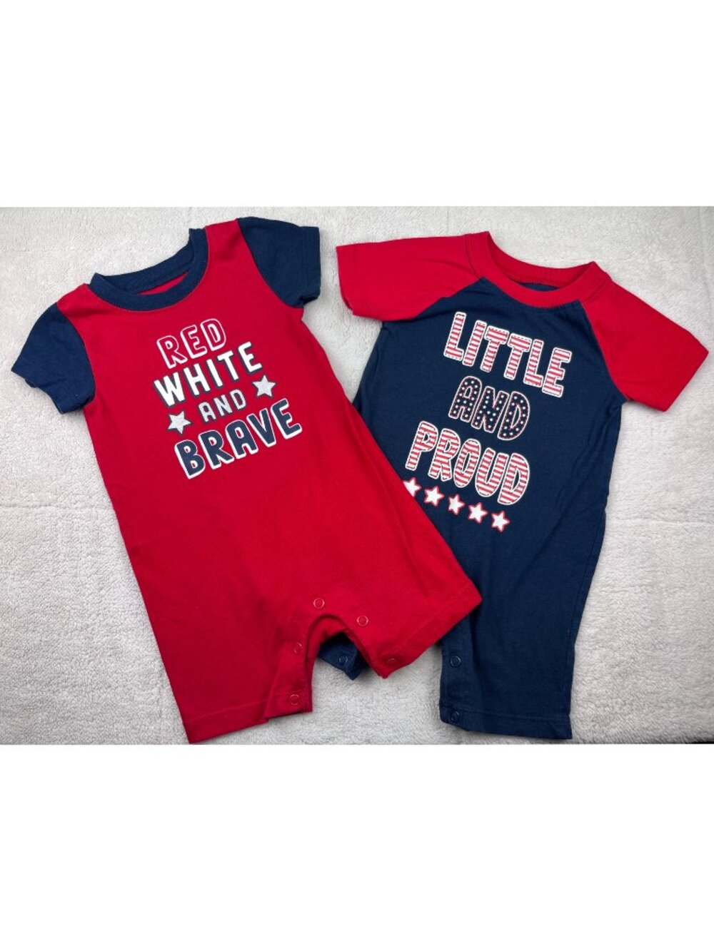 Way To Celebrate! Patriotic Boys Short Sleeve Romper Bundle 6-9 Months
